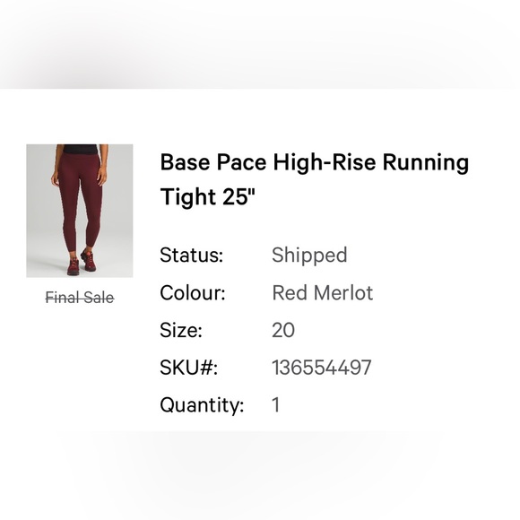 Base Pace High Rise Running Tight 25” - Picture 5 of 5